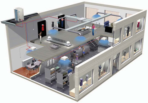 Система способна охладить все помещения в здании